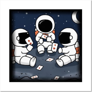 Astronaut Playing Cards In Space Posters and Art